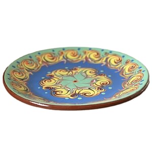 Blue and Green Rose Plate