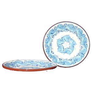 White and Blue Rose Plate