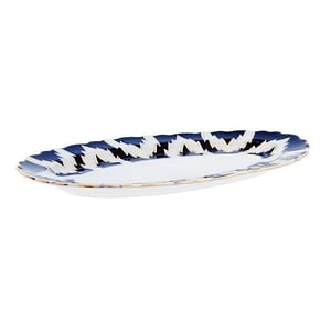 Atlas Blue, White and Gold Oval Plate