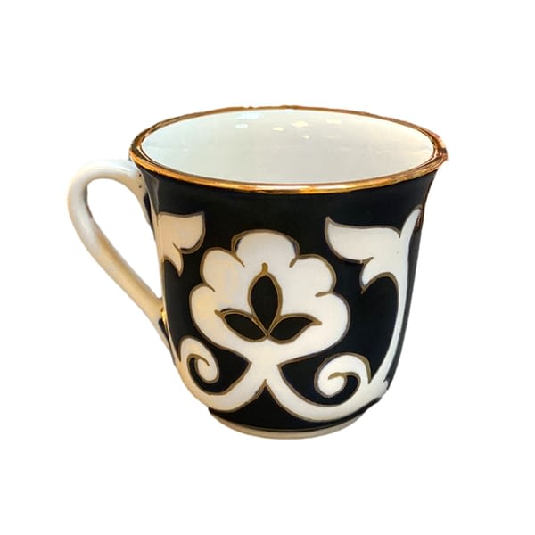 Pahta Blue, White, and Gold Uzbek Coffee Mug