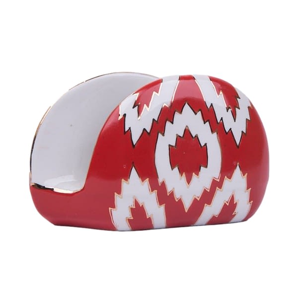 Atlas Red, White and Gold Napkin Holder