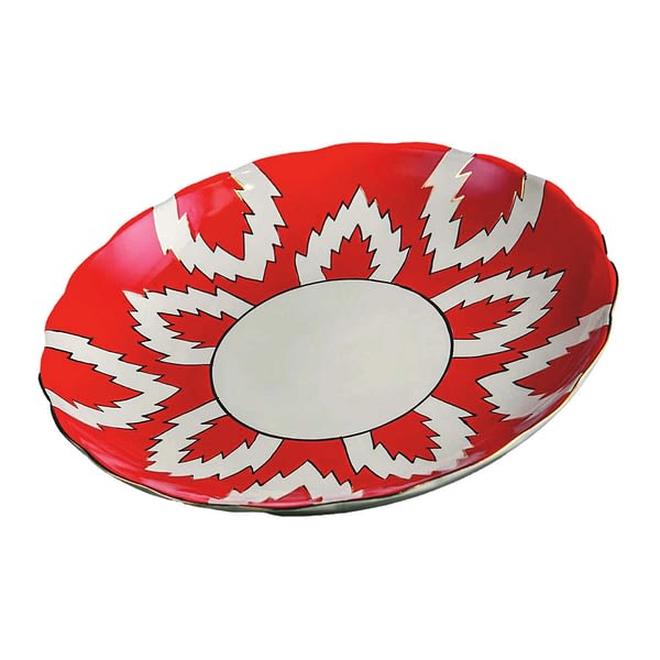 Atlas Red, White and Gold Serving Bowl