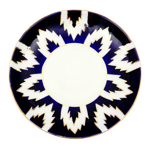 Atlas Blue, White and Gold round Plate