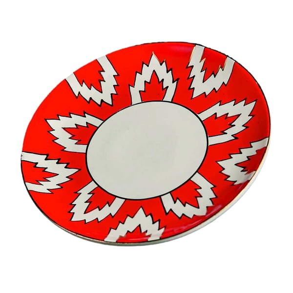 Atlas Red, White and Gold round Plate