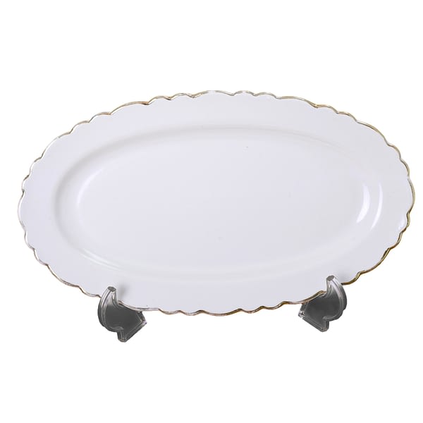 White and Gold Oval Edged Plate