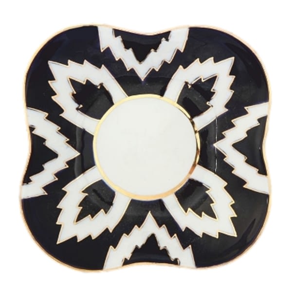 Atlas Blue, White and Gold Square Plate