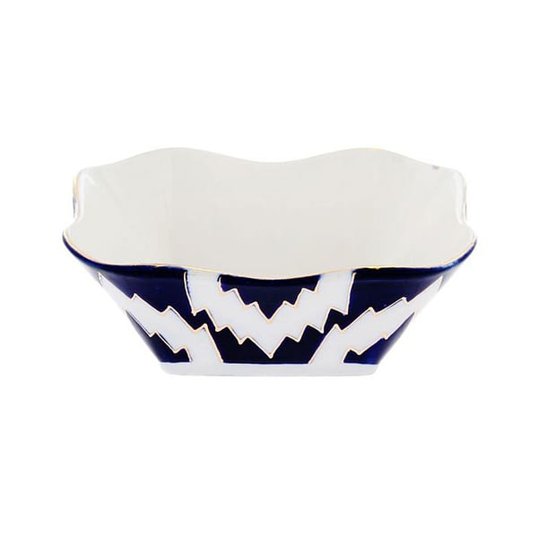 Atlas Blue, White and Gold Square Salad Bowl