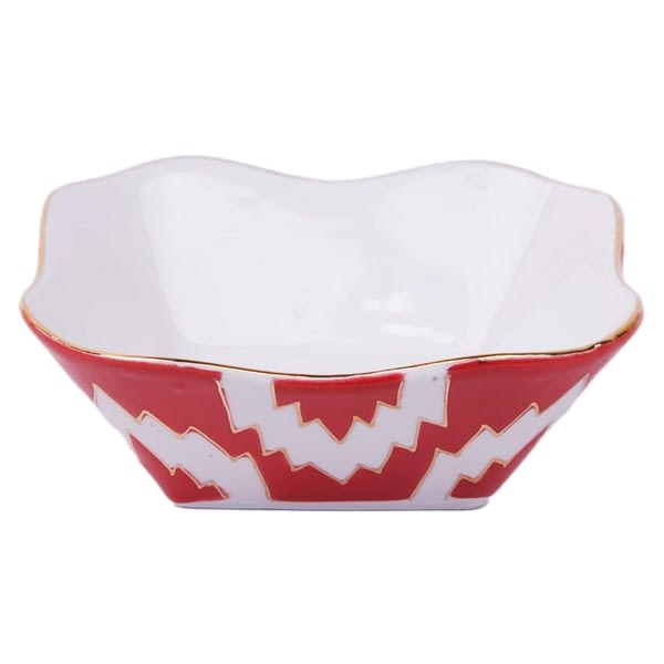 Atlas Red, White and Gold Square Salad Bowl