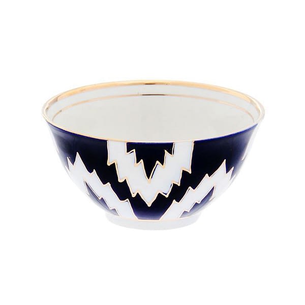 Atlas Blue, White and Gold Traditional Uzbek Tea Cup