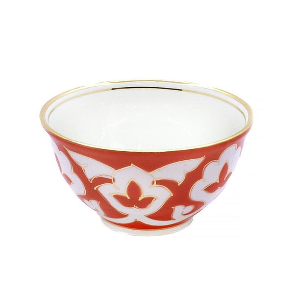 Pahta Red, White and Gold Traditional Uzbek Tea Cup