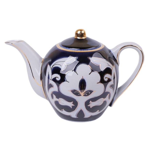 Pahta Blue, White, and Gold Round Teapot