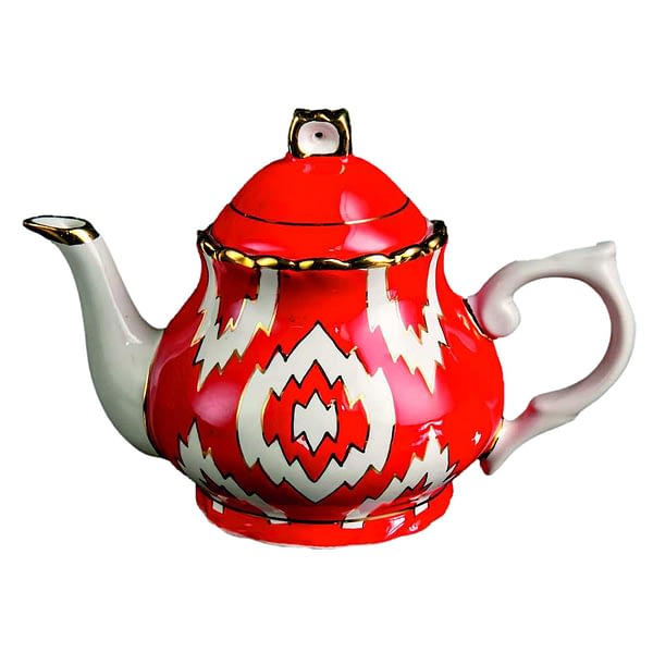 Atlas Red, White and Gold Traditional Teapot