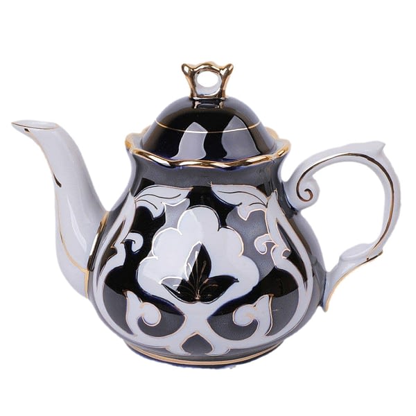 Pahta Blue, White, and Gold Traditional Teapot