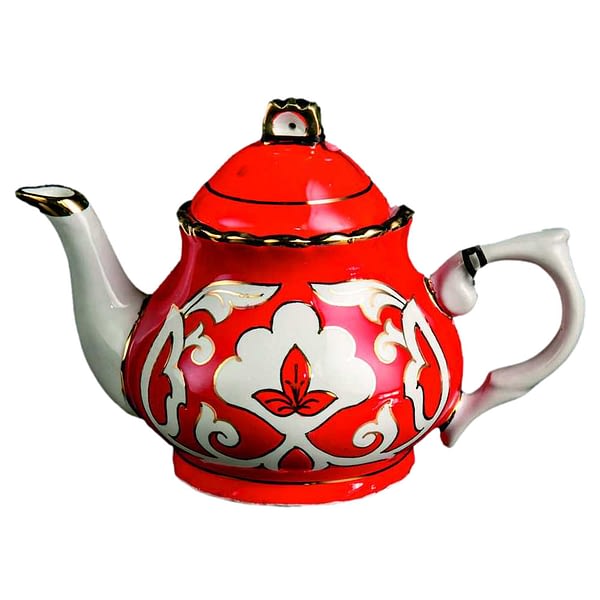 Pahta Red, White, and Gold Traditional Teapot